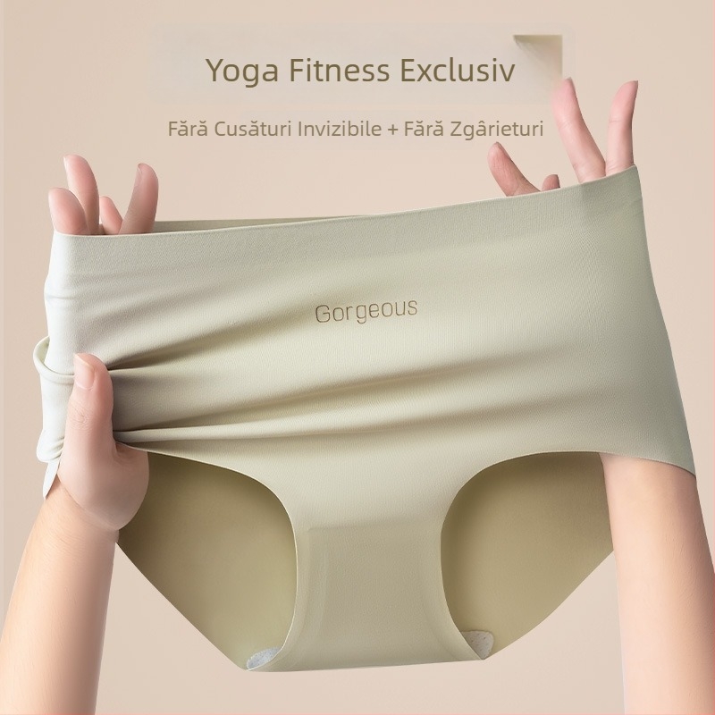 Lenjerie de yoga pentru femei din nailon, țesătură jacquard, căptușeală din viscose, talie medie, respirabilă, crotch antibacterian