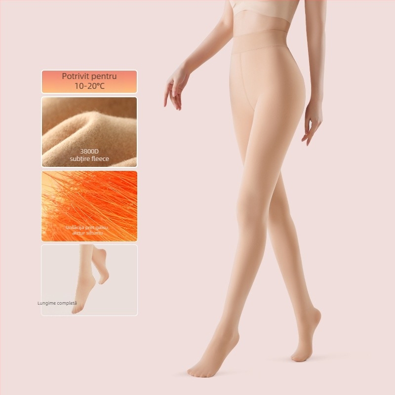 Colanți cu talie înaltă, căptuți cu fleece, groși pentru iarnă, din nylon, respirabili, calzi, lungime extinsă