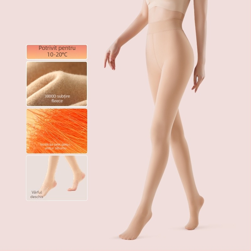 Colanți cu talie înaltă, căptuți cu fleece, groși pentru iarnă, din nylon, respirabili, calzi, lungime extinsă