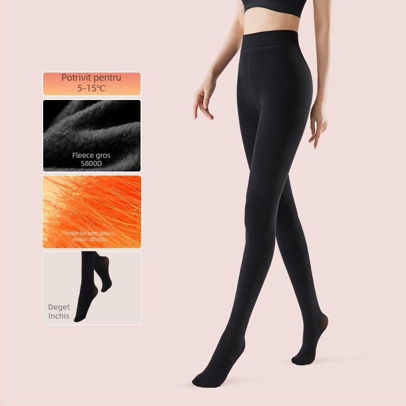 Colanți cu talie înaltă, căptuți cu fleece, groși pentru iarnă, din nylon, respirabili, calzi, lungime extinsă