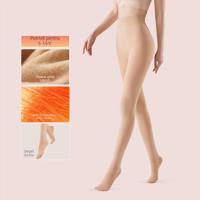 Colanți cu talie înaltă, căptuți cu fleece, groși pentru iarnă, din nylon, respirabili, calzi, lungime extinsă