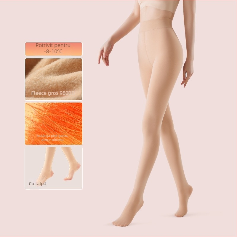 Colanți cu talie înaltă, căptuți cu fleece, groși pentru iarnă, din nylon, respirabili, calzi, lungime extinsă