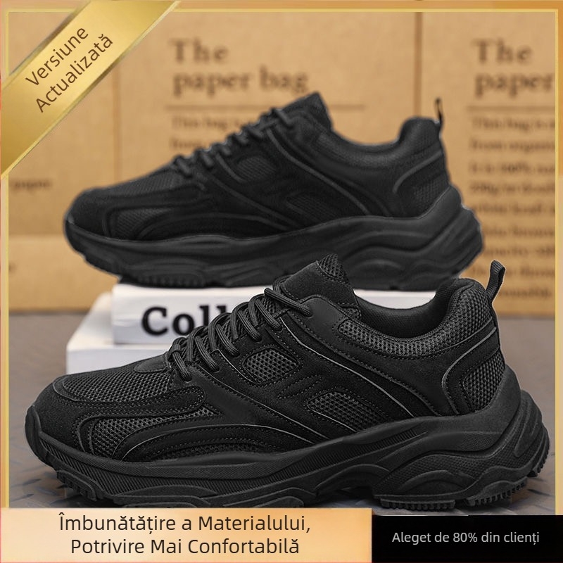 Pantofi sport pentru bărbați cu exterior PU+mesh, talpă din cauciuc, branț EVA, închidere cu șireturi, talie joasă 1-3 cm, siluetă low-top