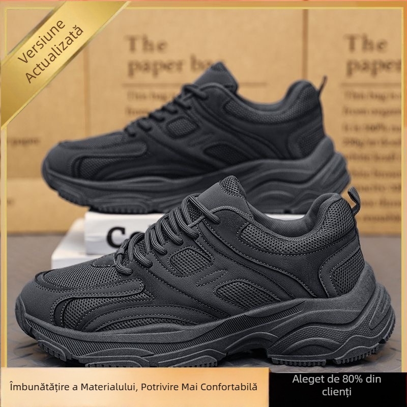 Pantofi sport pentru bărbați cu exterior PU+mesh, talpă din cauciuc, branț EVA, închidere cu șireturi, talie joasă 1-3 cm, siluetă low-top