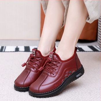 Pantofi de iarnă din material textil cu suprafață din super fibre, căptușeală din pluș artificial, talpă PU, toc mic