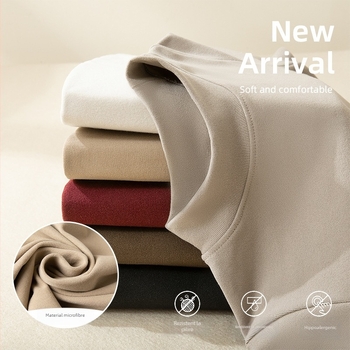 Tricou de bază pentru stratul de bază, cu guler semi-înalt, fleece catifelat pentru căldură, unisex, țesătură groasă 251–300 g/m², mâneci lungi