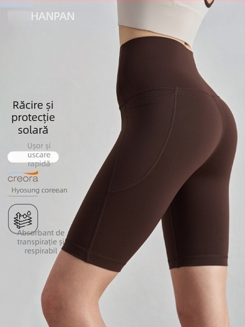 Colanți Capri de yoga talie înaltă, cu efect de ridicare a feselor, ușori, absorbție de umezeală, din nylon, pentru femei