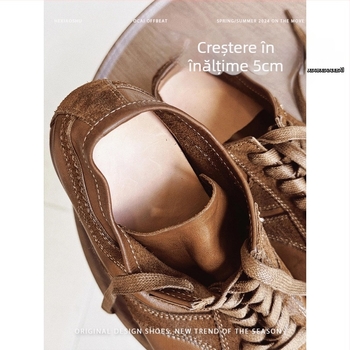 Adidași sport casual pentru femei, vârf rotund, partea superioară din fibră super, talpă din cauciuc, închidere cu șireturi, înălțimea tocului 6–8 cm