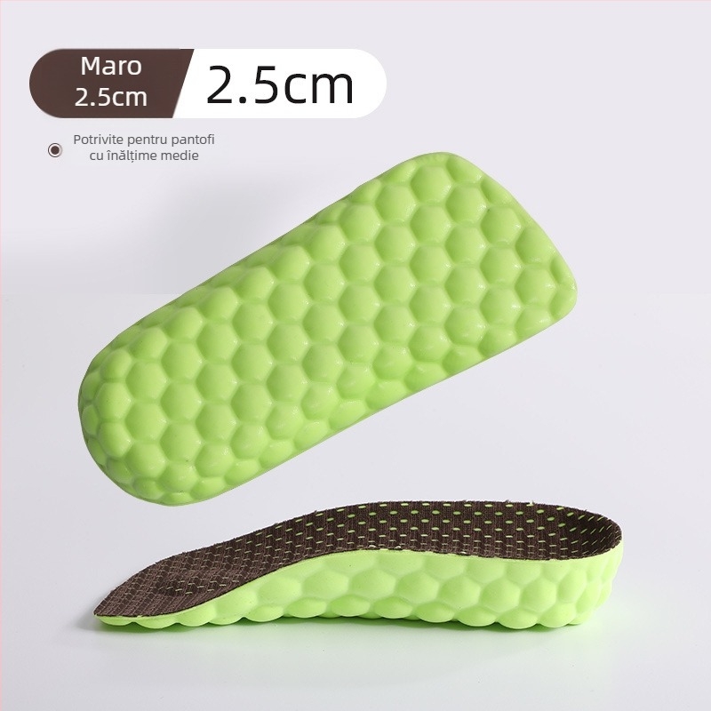 Tălpi de masaj pentru bărbați și femei, pernă semiinvizibilă, sprijin arc, PU respirabil, înălțime internă 1.5/2.5/3.5 cm