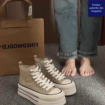 Pantofi sport de pânză pentru femei, înălțimea părții superioare 3–7 cm, talpă injectată, șiret frontal, căptușeală PU, respirabili