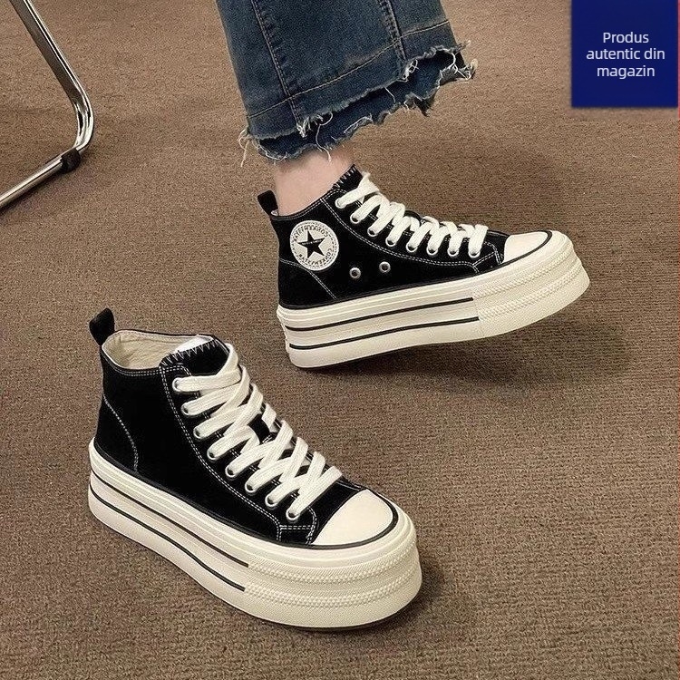 Pantofi sport de pânză pentru femei, înălțimea părții superioare 3–7 cm, talpă injectată, șiret frontal, căptușeală PU, respirabili