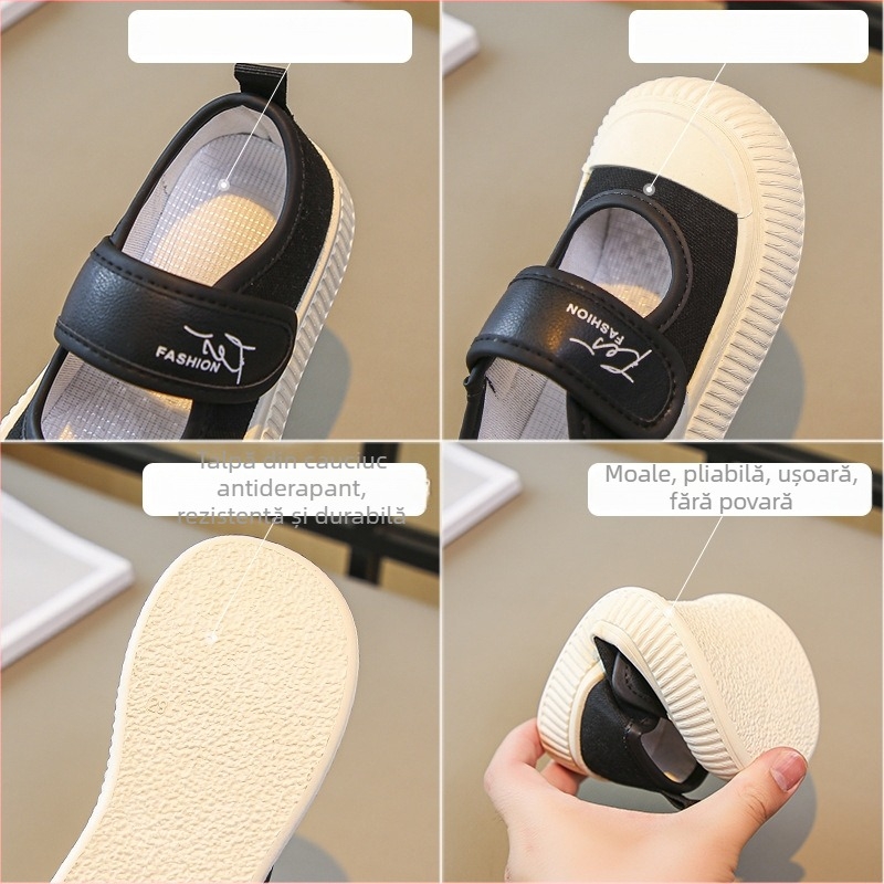 Pantofi unisex pentru copii, stil coreean, din pânză, partea superioară EVA, respirabili, închidere Velcro, talpă din cauciuc – primăvară-vară-toamnă