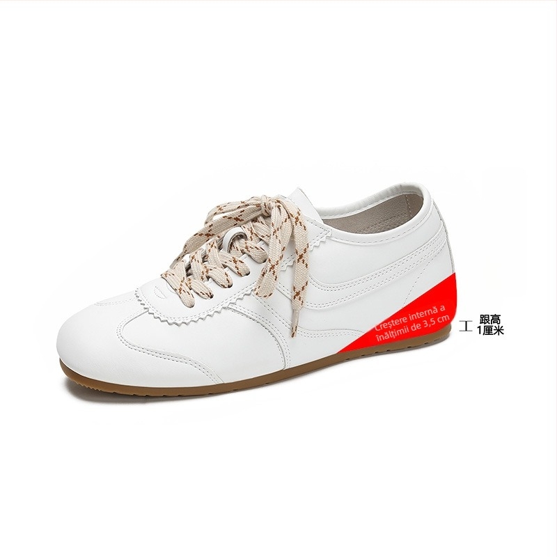 Adidași pentru femei cu toc ascuns, partea superioară din velur, vârf rotund, șireturi, talpă din cauciuc, înălțime 3-5 cm