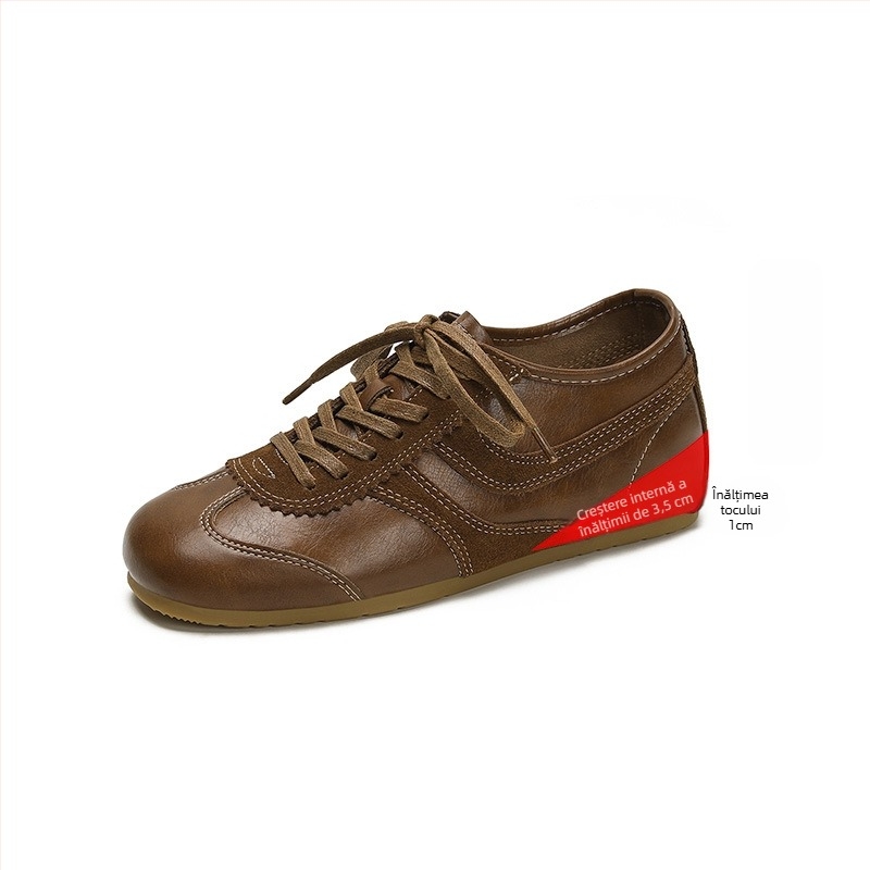 Adidași pentru femei cu toc ascuns, partea superioară din velur, vârf rotund, șireturi, talpă din cauciuc, înălțime 3-5 cm