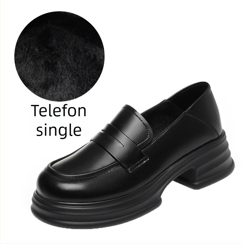 Loafers pentru femei cu vârf rotund, partea superioară din PU, toc mediu 3-5 cm, talpă EVA