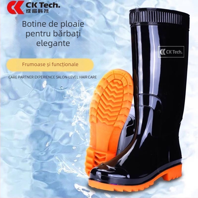 Ghete de ploaie PVC unisex, industriale, înalte, antiaderare, rezistente la uzură, impermeabile și respirabile, model CKF-718