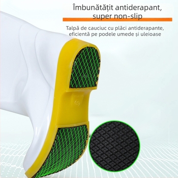 Botosei unisex pentru igienă alimentară – antiderapante, rezistente la ulei și la acizi/baze, exterior PVC, talpă din cauciuc, înălțime medie