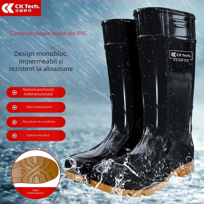 Ghete de ploaie din PVC, înalte, pentru industrie/mină — antiderapante, impermeabile (PVC; înalte; utilizare industrială/minieră; antiderapante; impermeabile)