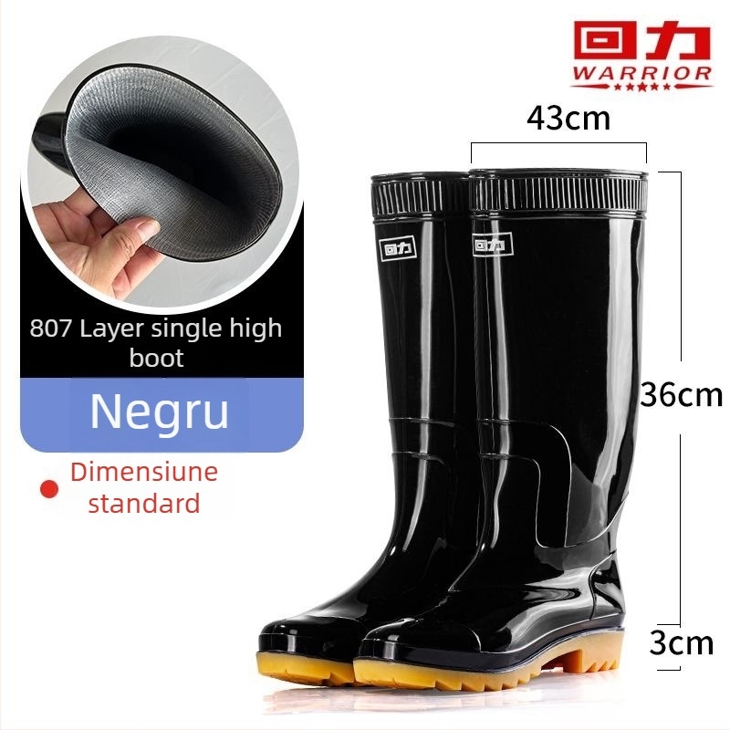 Cizme de ploaie PVC înalte, talpă antiderapantă