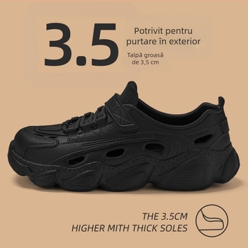 Sandale bărbați din EVA, design monolit, talpă groasă antiderapantă, respirante, vârf rotund, înălimea călcâiului 3,5 cm