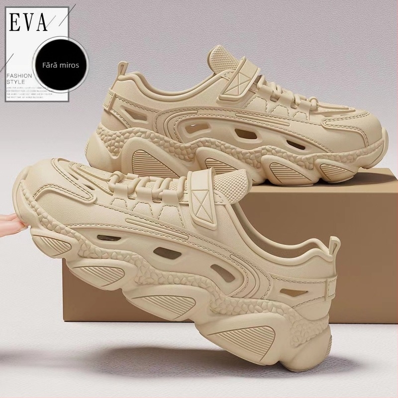 Sandale bărbați din EVA, design monolit, talpă groasă antiderapantă, respirante, vârf rotund, înălimea călcâiului 3,5 cm