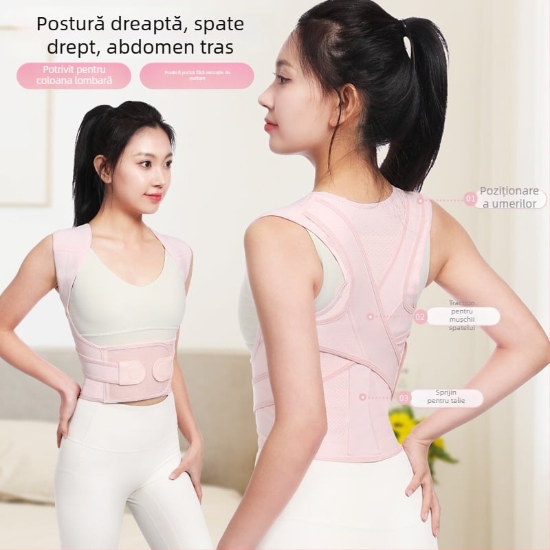 Corector de postură pentru adulți și adolescenți, corset de spate unisex pentru întărire și corectare, Melody, model New h model, MA certificare, respirabil, susținere, compresie elastică, pentru spate