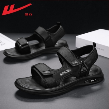 Sandale cu partea superioară din in, talpă PVC, design sport cu vârf deschis, închidere Velcro