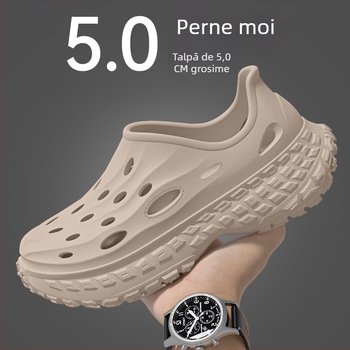 Sandale bărbați Crocs-stil din EVA, talpă groasă 5 cm, partea superioară EVA, turnare dintr-un singur corp, anti-derapare și rezistente la miros, vară 2025