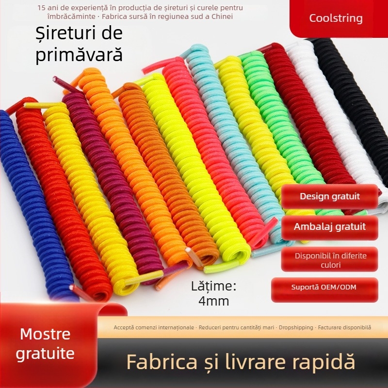 Șireturi Kulogin rotunde din poliester, cu elasticitate – pentru adidași, ghete, încălțăminte casual și de lucru; Model: Seria 26