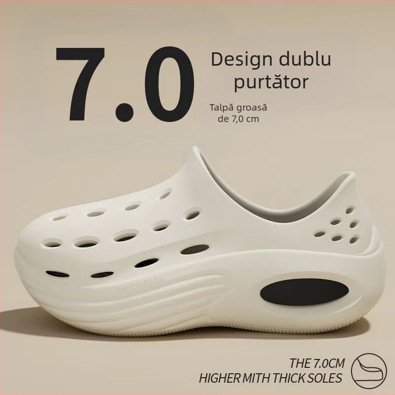 Sandale bărbați EVA cu talpă groasă, vârf rotund, respirante, antiderapante, înălțimea tocului 5 cm, încălțăminte de vară