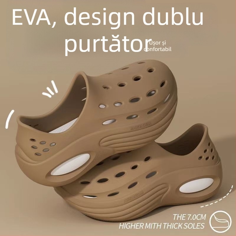 Sandale bărbați EVA cu talpă groasă, vârf rotund, respirante, antiderapante, înălțimea tocului 5 cm, încălțăminte de vară