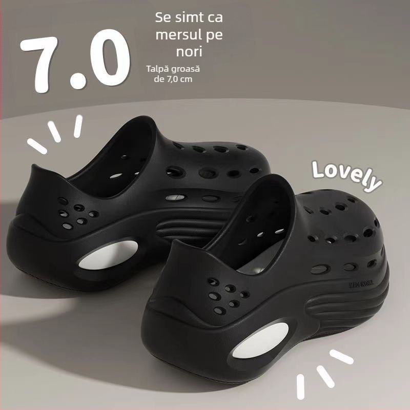 Sandale bărbați EVA cu talpă groasă, vârf rotund, respirante, antiderapante, înălțimea tocului 5 cm, încălțăminte de vară