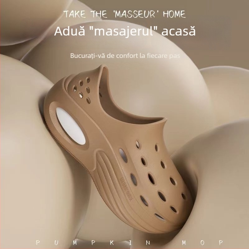 Sandale bărbați EVA cu talpă groasă, vârf rotund, respirante, antiderapante, înălțimea tocului 5 cm, încălțăminte de vară