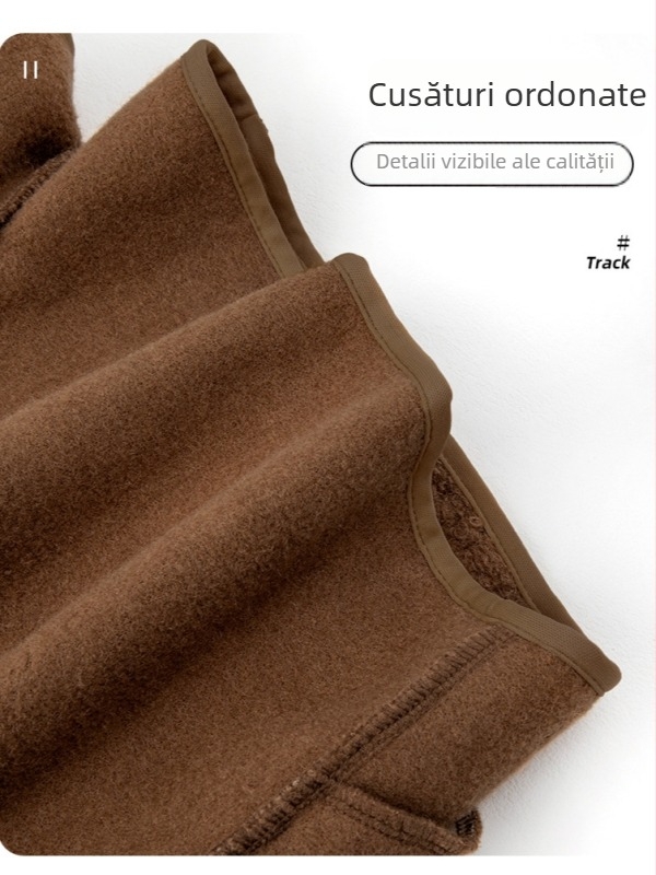 Șorturi de damă din Lamb fleece, amestec poliester-elastan, talie înaltă, croială A, lungime trei sferturi