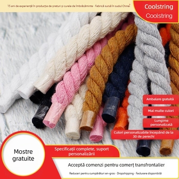 Șireturi pentru pantofi - șnur croșetat manual din sfoară tristrand din bumbac-poliester, model #77 seria, potrivite pentru adidași, pantofi din piele și pantofi casual