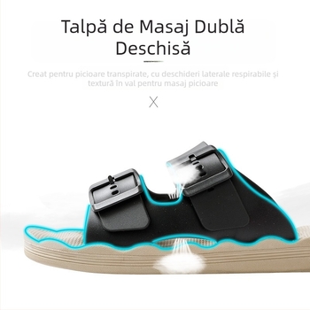 Șlapi bărbați outdoor cu talpă EVA antiaderentă, PVC pe partea superioară, masaj la talpă, deget deschis