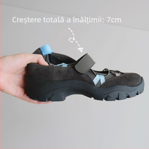 Pantofi casual femei, plat, cu vârf rotund, model cu dungi, talpă din cauciuc groasă, branț EVA