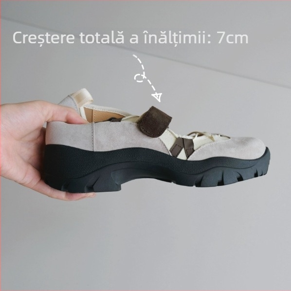 Pantofi casual femei, plat, cu vârf rotund, model cu dungi, talpă din cauciuc groasă, branț EVA