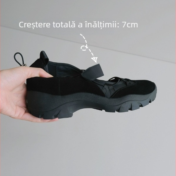 Pantofi casual femei, plat, cu vârf rotund, model cu dungi, talpă din cauciuc groasă, branț EVA