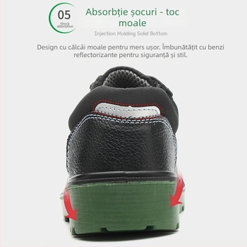 Pantofi de protecție pentru muncă, cu protecție anti-șoc și anti-penetrație; piele de vacă; vârf din oțel; talpă joasă; potriviți pentru mină, petrol, industrie chimică, energie electrică, construcții, hoteluri, ateliere