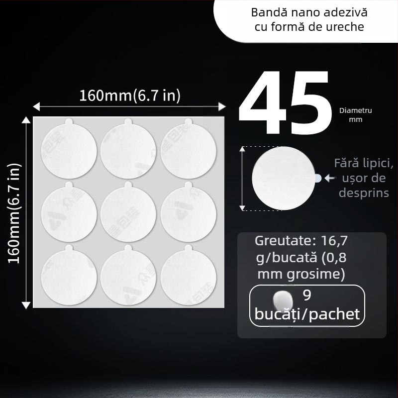 Bandă dublu adezivă din acril pentru ornamente auto, antiderapant, detașabilă și fixare fără urme, cu aderență înaltă (substrat nano acrilic; sistem adeziv acrilic; viscozitate înaltă; rezistență la temperatură: înaltă temperatură pe termen scurt; temperat