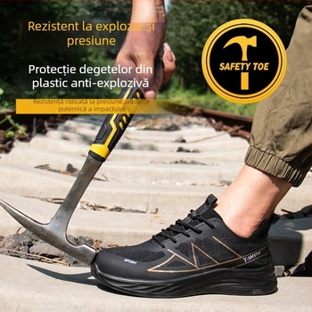 Pantofi de protecție pentru muncă, antișoc și anti-perforație, ușori, respirabili, antiderapante și durabili, din plasă ușoară, vârf din plastic