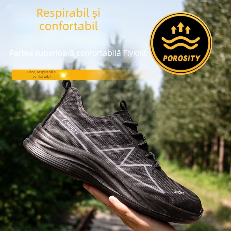Pantofi de protecție pentru muncă, antișoc și anti-perforație, ușori, respirabili, antiderapante și durabili, din plasă ușoară, vârf din plastic