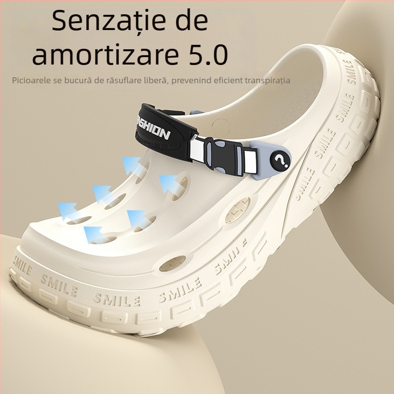 Sandale pentru bărbați din EVA, anti alunecare, talpă groasă, închidere șireturi, talpă turnată prin injecție, vară 2025