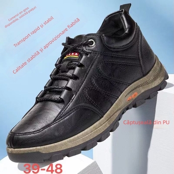 Pantofi de drumeție cu partea superioară din piele artificială, talpă EVA, talpă din plastic, vârf rotund, toc mic