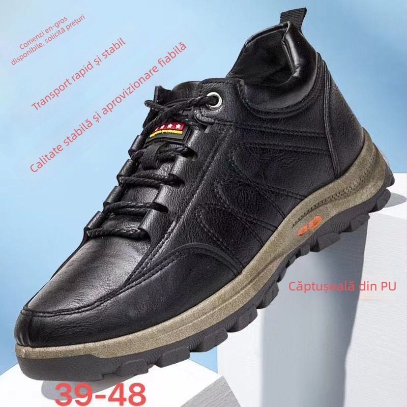 Pantofi de drumeție cu partea superioară din piele artificială, talpă EVA, talpă din plastic, vârf rotund, toc mic