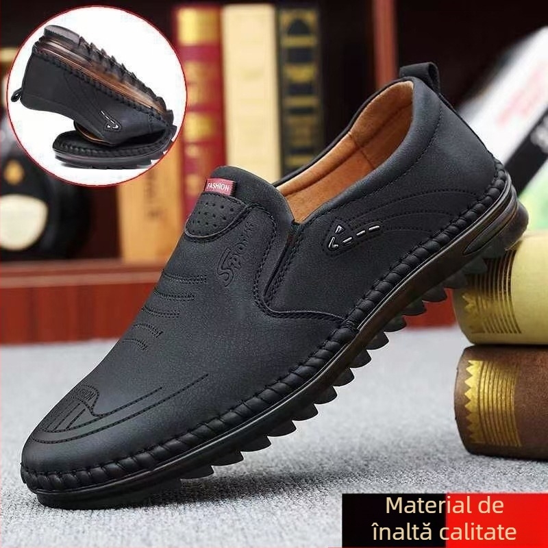 Jeter Leopard pantofi casual pentru bărbați - talpă TPR, partea superioară PU, vârf rotund, respirabili și antiderapante