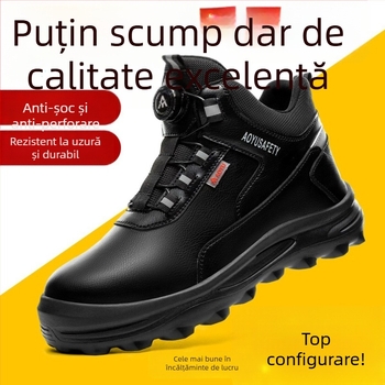 Pantofi de protecție pentru bărbați - ușori, cu guler înalt, vârf din oțel, anti-perforație, antișoc, piele microfibră