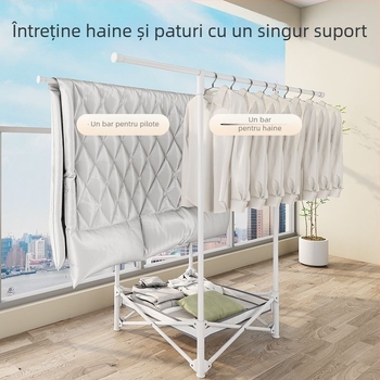 Uscător de haine pe podea, telescopic, mobil și pliabil, din oțel inoxidabil, pentru balcon, casă sau cămin, model 7845756785