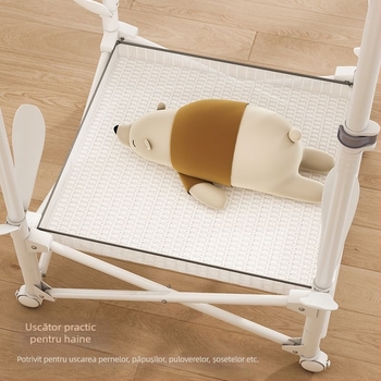 Uscător de haine pe podea, telescopic, mobil și pliabil, din oțel inoxidabil, pentru balcon, casă sau cămin, model 7845756785